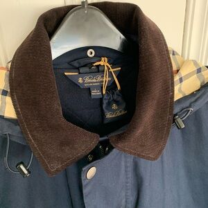 Brooks Brothers Blue Field Coat with Dark Brown Collar Men’s Vintage Size L